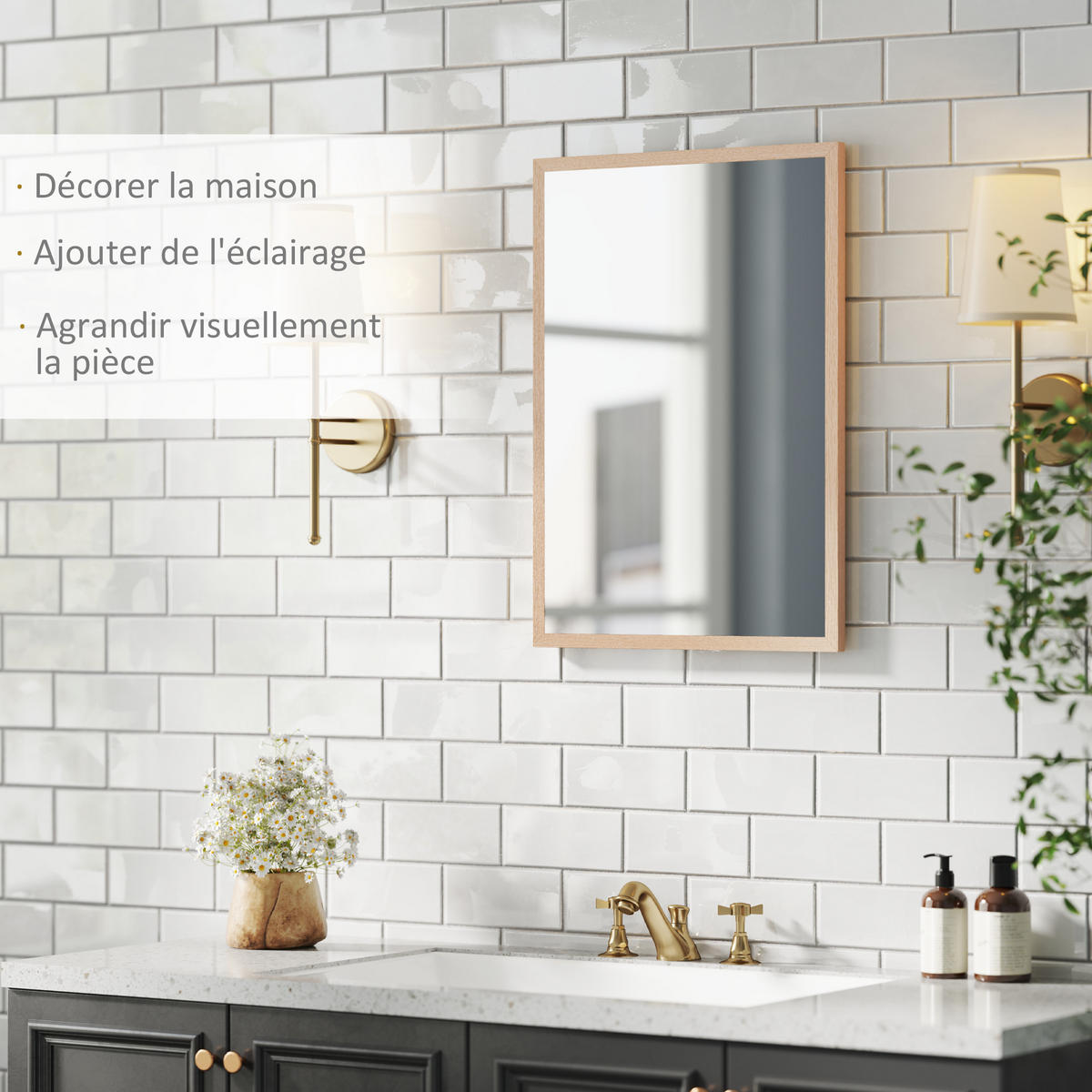 WANDSPIEGEL DE-14261 50x70 cm, rechteckig Natur - Naturfarben, Glas (50/70/2cm) - ComfortXL