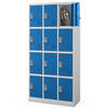 SCHLIESSFACHSCHRANK Spind BERN 12 Fächer185x90x40cm Grau-Blau - Grau, Metall (90/185/40cm) - DELUKE