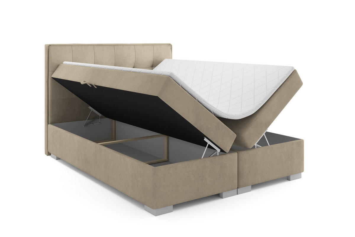 BOXBETT PALERMO 120 x 200 Beige - Beige, Textil/Metall (120/200cm) - VLR BEDS