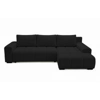 ECKSOFA Ovia mit Bettkasten und Schlaffunktion, Bouclé-Stoff in L-Form - Schwarz, Textil (270/185cm)