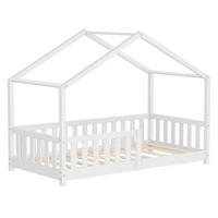 HAUSBETT 80x160 cm Weiß aus Kiefernholz mit Rausfallschutz - Weiß, Holz (80/160cm) - ML-DESIGN