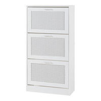 SCHUHKIPPER Vesilahti - Weiß, Holzwerkstoff/Kunststoff (60/115/23.5cm) - [en.casa]