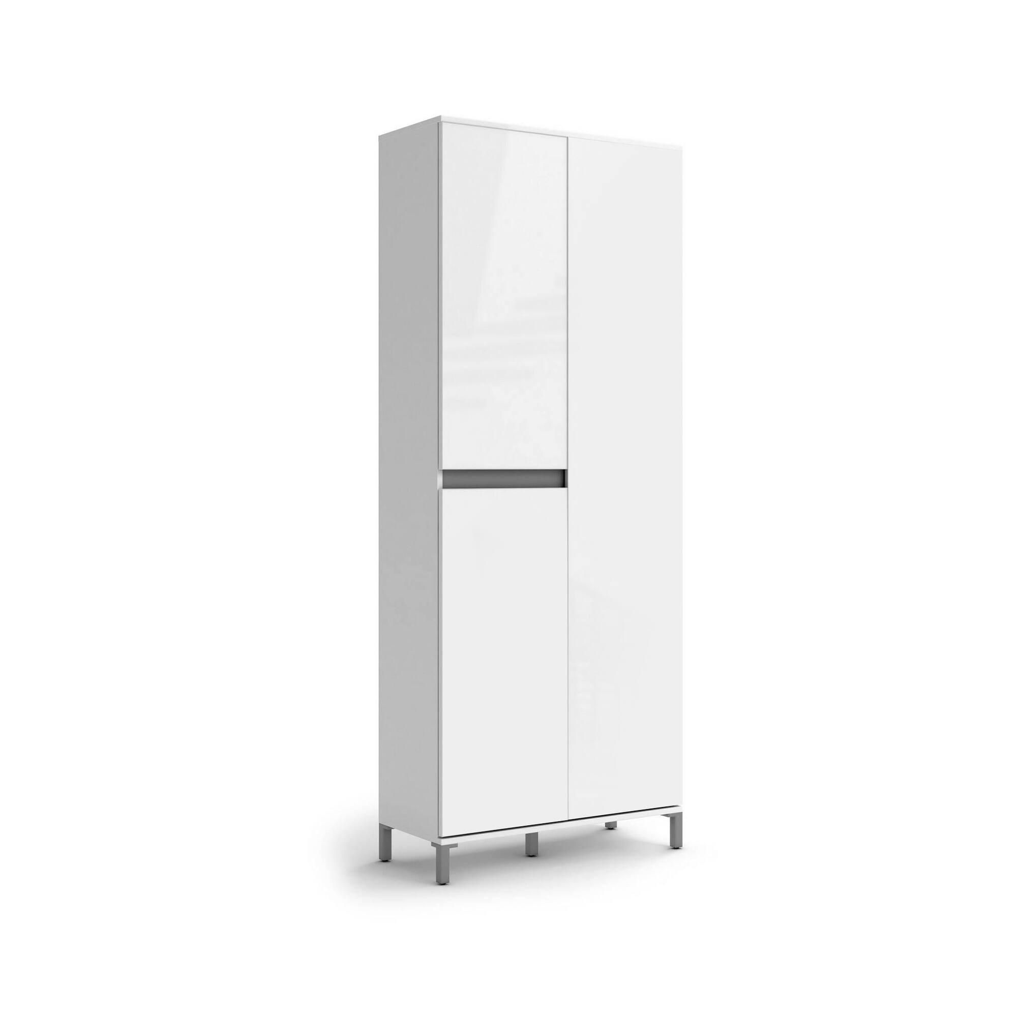SCHUHSCHRANK Glänzendes Weiß, Anthrazit 34/81/200 cm - Weiß, Holzwerkstoff (81/200/34cm) - DMORA