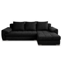 ECKSOFA L Form Manisa Schwarz 234/145/83 cm Rechts mit Schlaffunktion - Silberfarben/Schwarz, Kunststoff/Textil (234/145cm) - AX Living