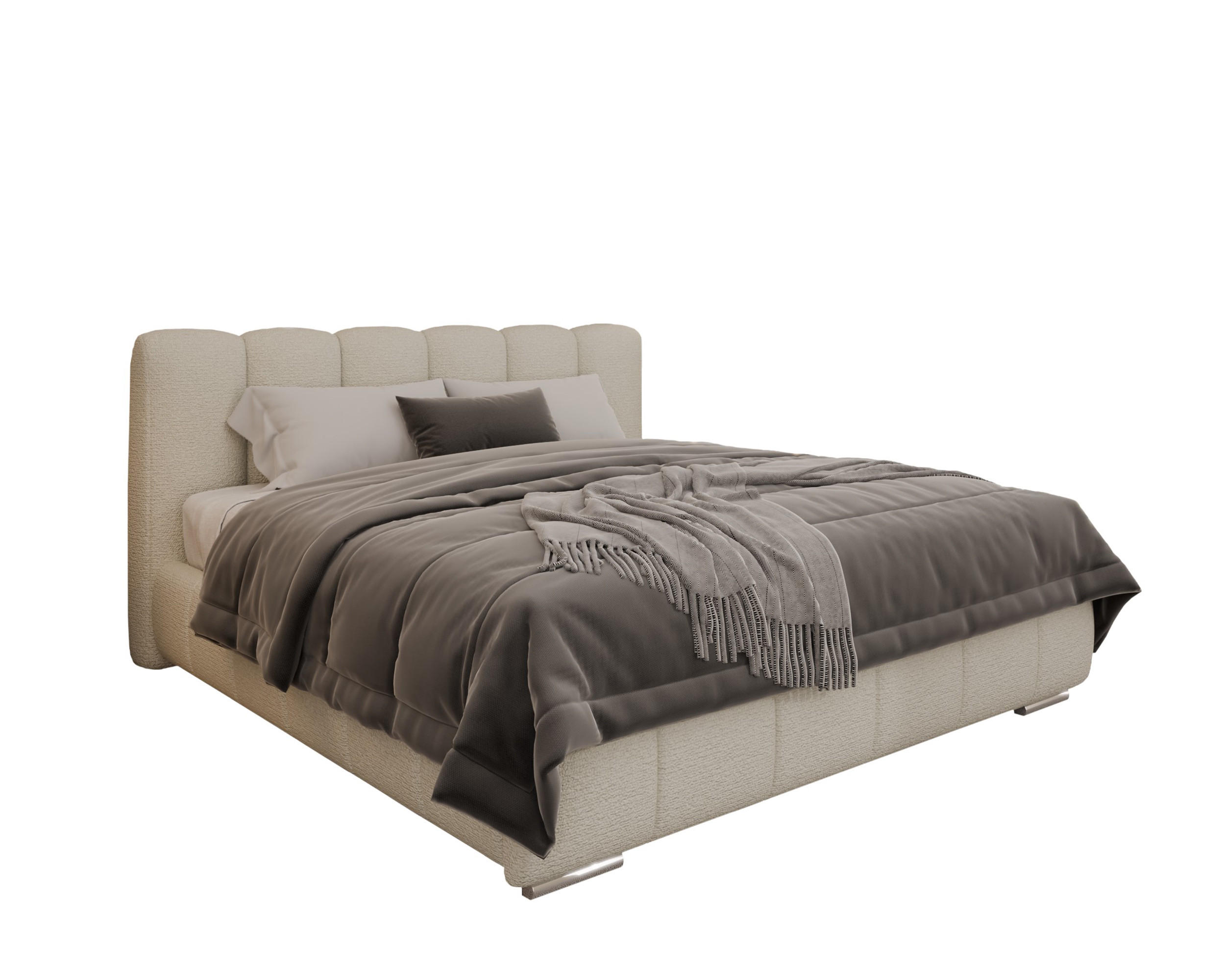 POLSTERBETT Zaira 180x200cm – Elegantes Polsterbett für modernen Wohnstil , ohne matratze, creme - Creme, Holz (160/200cm) - Homesy