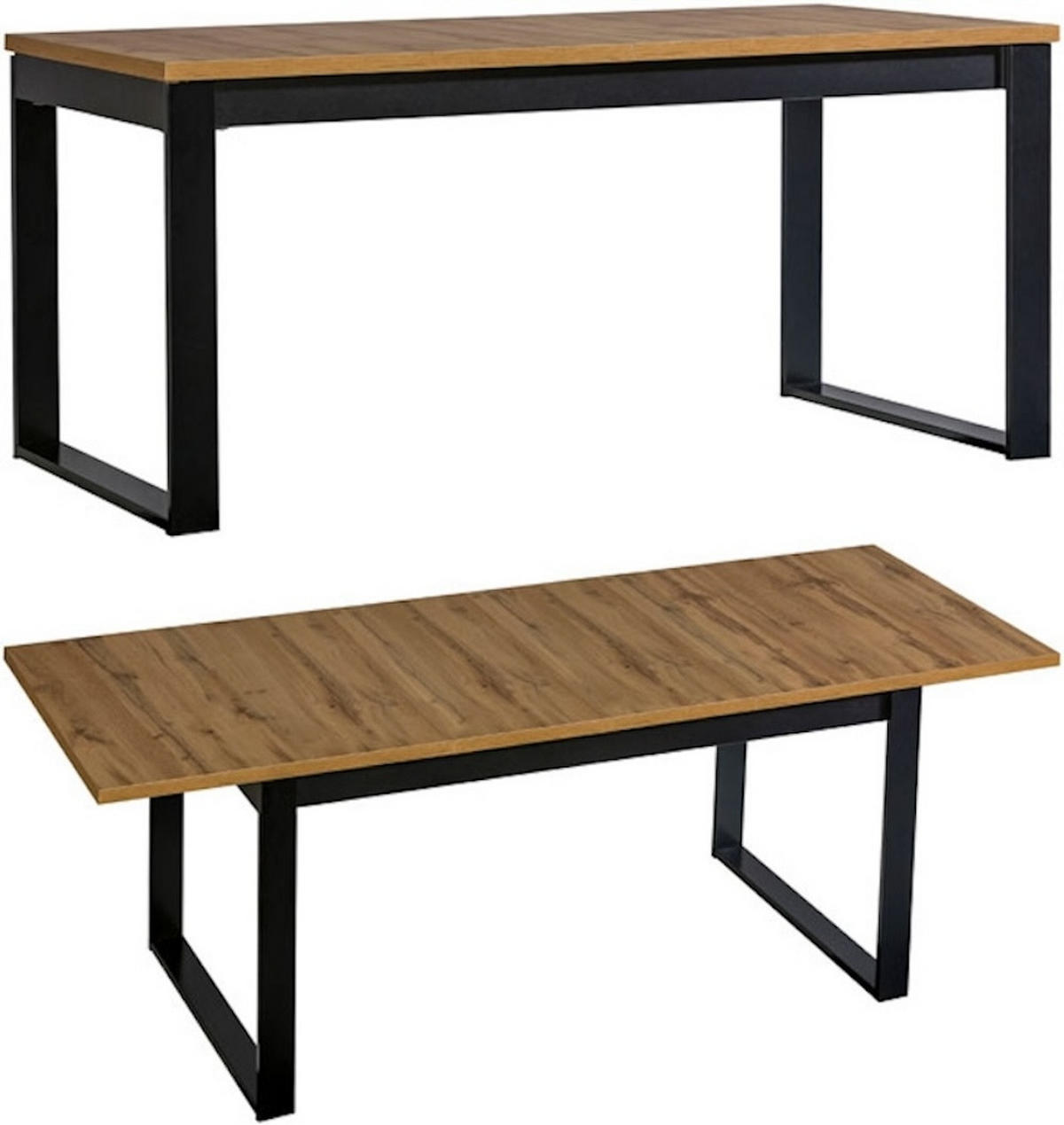ESSTISCH Lamia Wotan Eiche / schwarz 160-240 / 90 / 77cm - Schwarz/Braun, Holz/Holzwerkstoff (90/240/77cm) - Feldmann-Wohnen