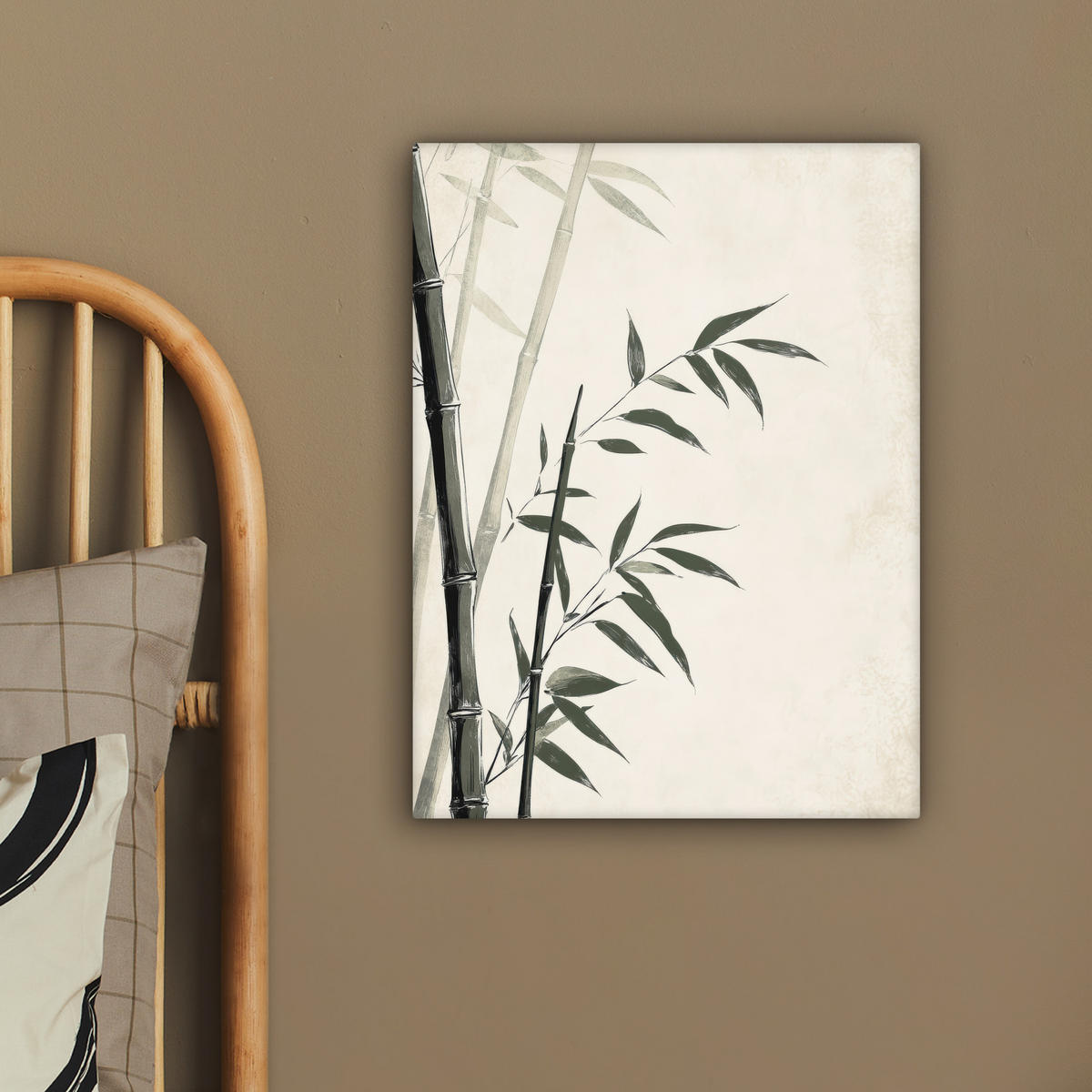 LEINWANDBILD Japandi - Bambus - Beige 30x40 cm - Eukalyptusholzfarben, Textil (30/40cm) - MuchoWow