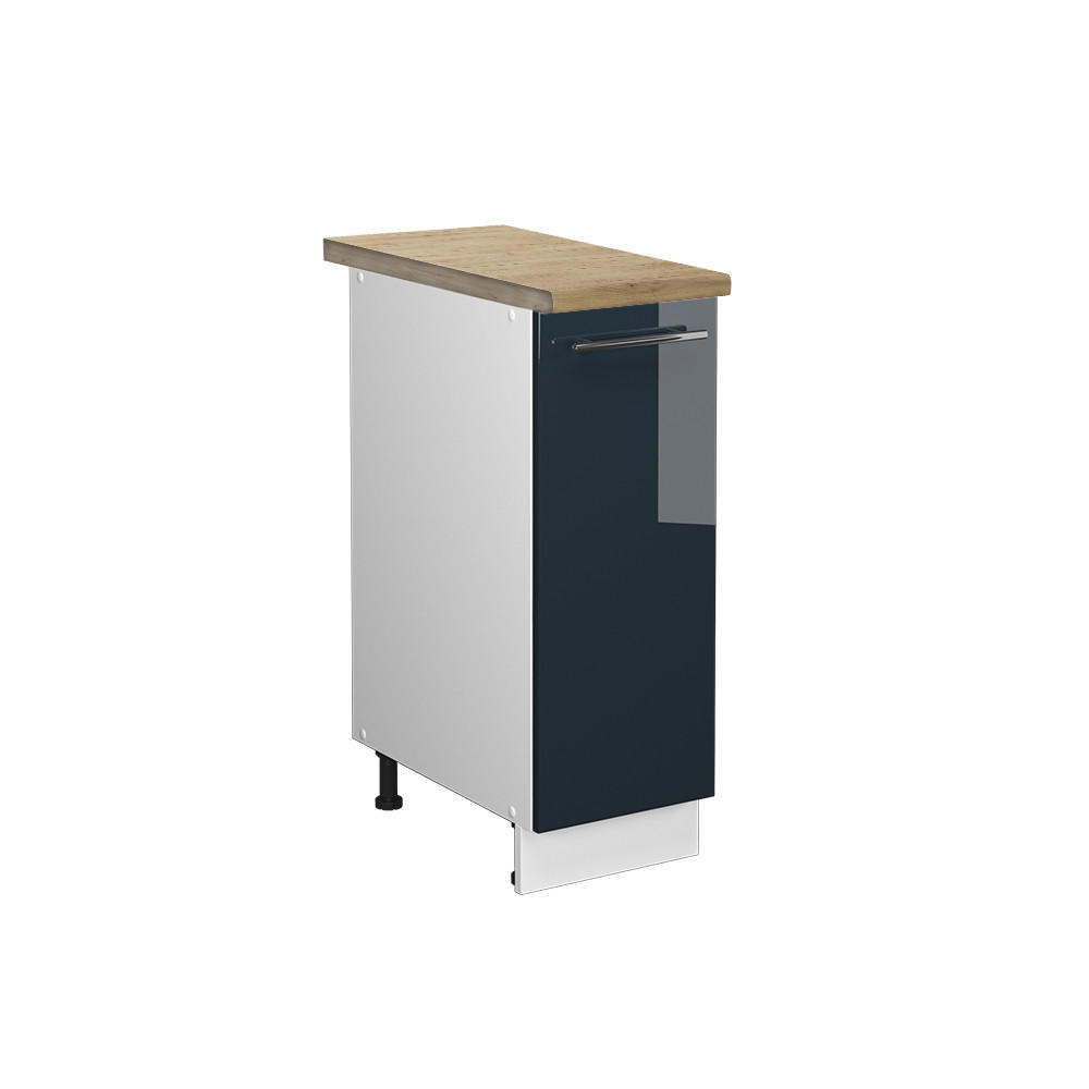 APOTHEKERSCHRANK Fame-Line Dunkelblau Hochglanz 30 cm, AP Eiche - Weiß/Dunkelblau, Holzwerkstoff (30/82/60cm) - Vicco