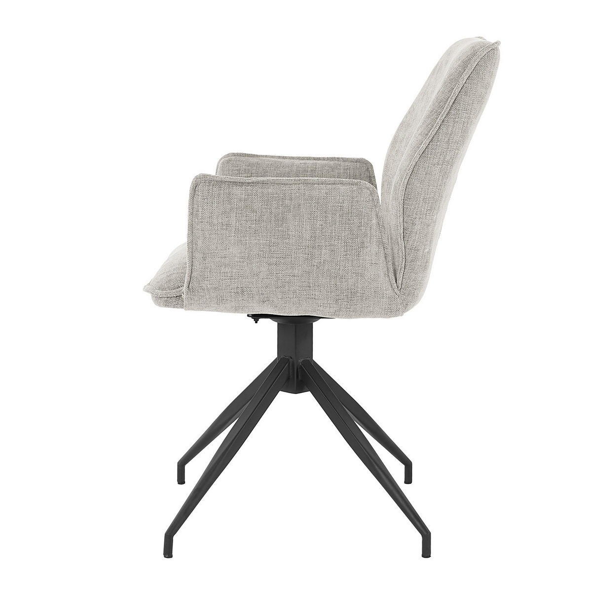 DREHBARER ARMLEHNENSTUHL - Hellgrau, Textil/Metall (58/90/60cm) - home24