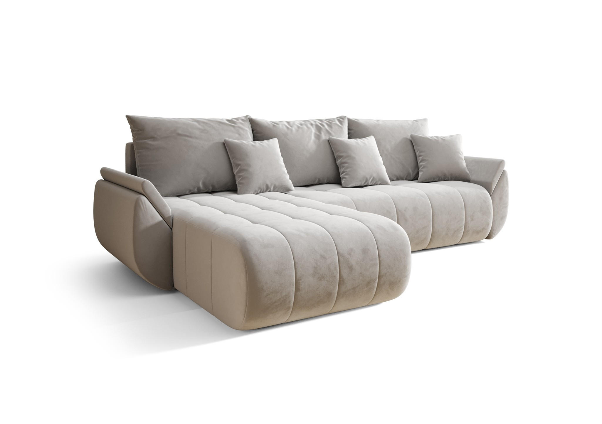 ECKSOFA Akita - Hellgrau, Holzwerkstoff/Textil (280/185cm) - Fun Möbel