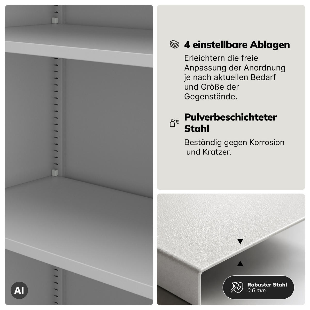 AKTEN-KARTEISCHRANK mit Schlüssel ALEX 185x45x40 cm - Blaugrau, Metall (45/185/40cm) - Jan Nowak