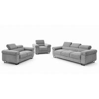 GUSTAW Sitzgarnitur 3+2+1, Schlafsofa 3-Sitzer, Cordbezug Hellgrau - Hellgrau, Textil (225/92/101cm) - KS Home Concept