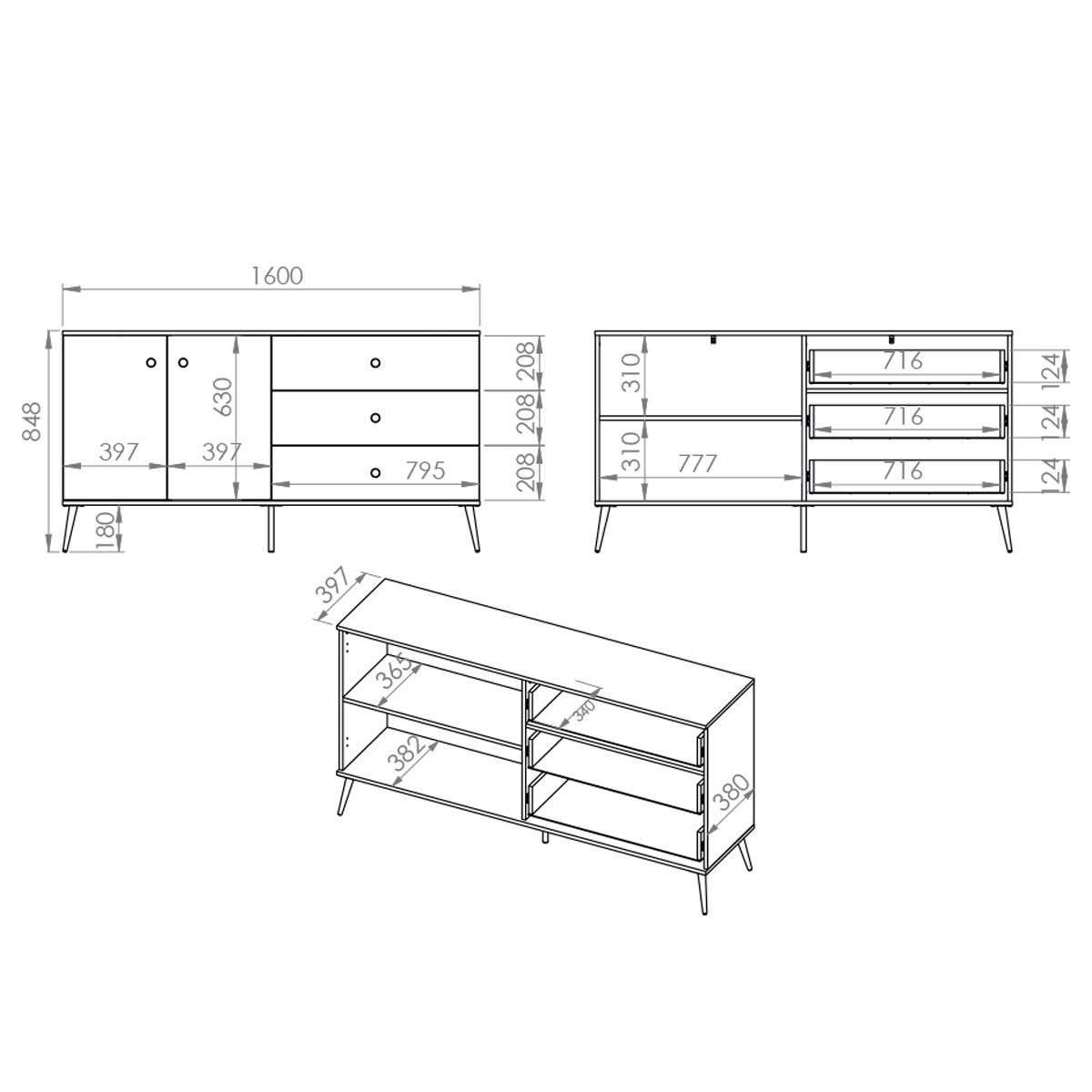 SIDEBOARD Thalia Zelená - zelená barva, kompozitní dřevo (160/85/40cm) - Petits-meubles