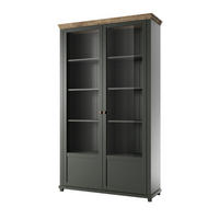 VITRINE Elda Grün / Eiche Lefkas 126 / 42 / 200 cm - Grün, Holz/Holzwerkstoff (126/200/42cm) - Feldmann-Wohnen