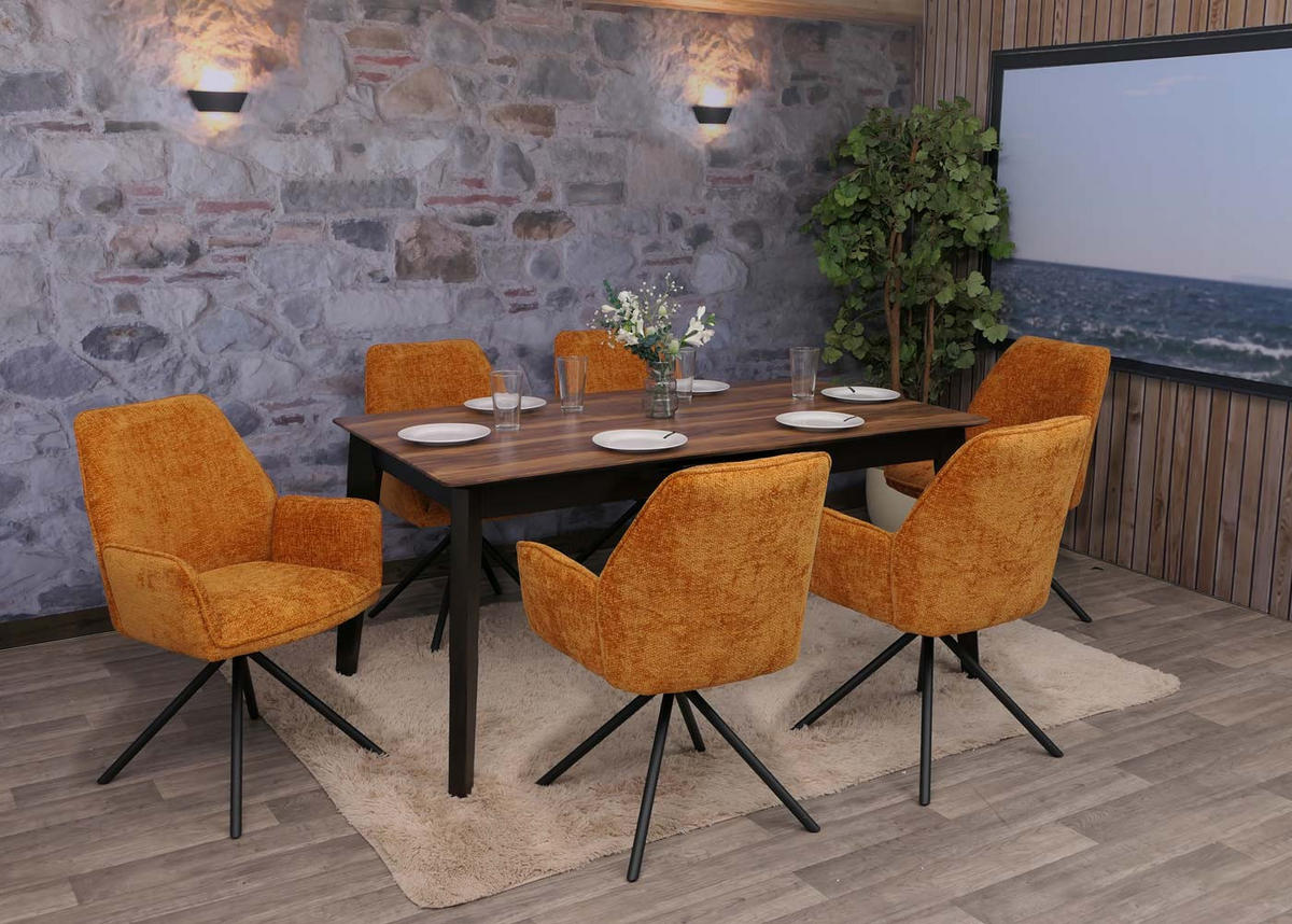 ESSZIMMERSTUHL Gelb, Schwarz 6er-Set - Gelb/Schwarz, Textil (60/86/60cm) - MCW