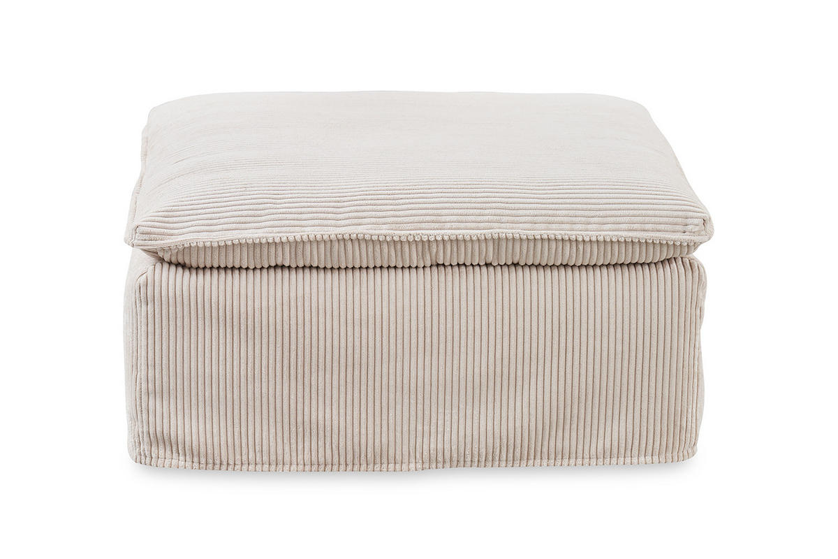 POLSTERHOCKER NETTA Cremeweiß Cord - Creme, Textil (90/46/90cm) - KAWOLA