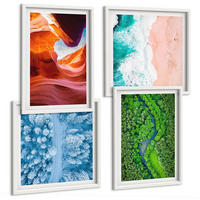 BILDER SET 4er Set - 50x50 cm & 40x60 cm Weißer Rahmen - Grün der Wasserschlucht im Winter - Weiß, Kunststoff (50/50cm) - TULUP