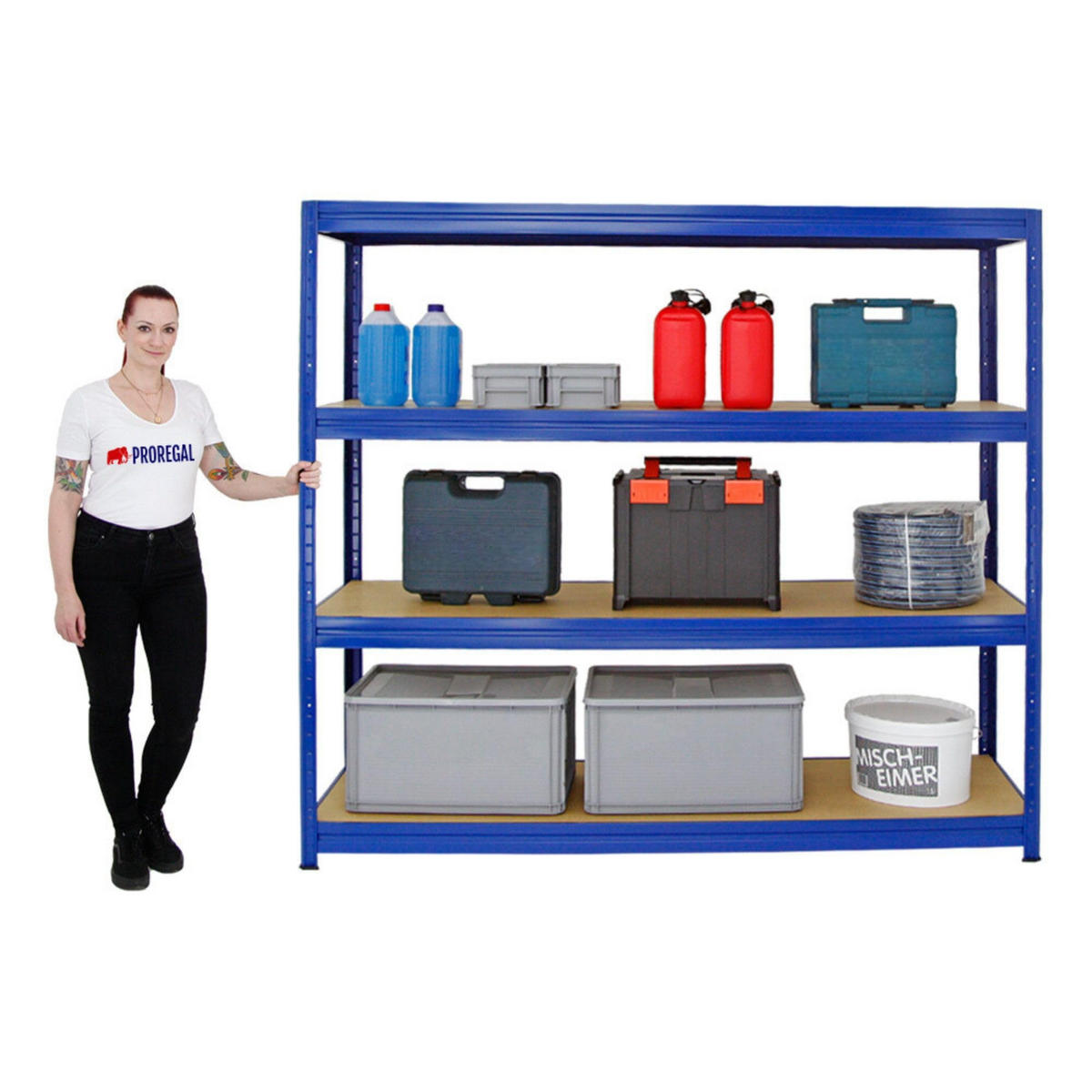SCHWERLASTREGAL Dino 3er-Set mit 3x 180x180x60 cm Fachlast 500 kg Blau - Blau, Metall (540/180/60cm) - PROREGAL