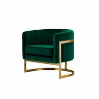 DESIGNSESSEL Glam Elegance – Individuell gefertigter Design-Sessel mit Edelstahlrahmen - Smaragdgrün/Goldfarben, Textil/Metall (75/71/68cm) - Fortisline