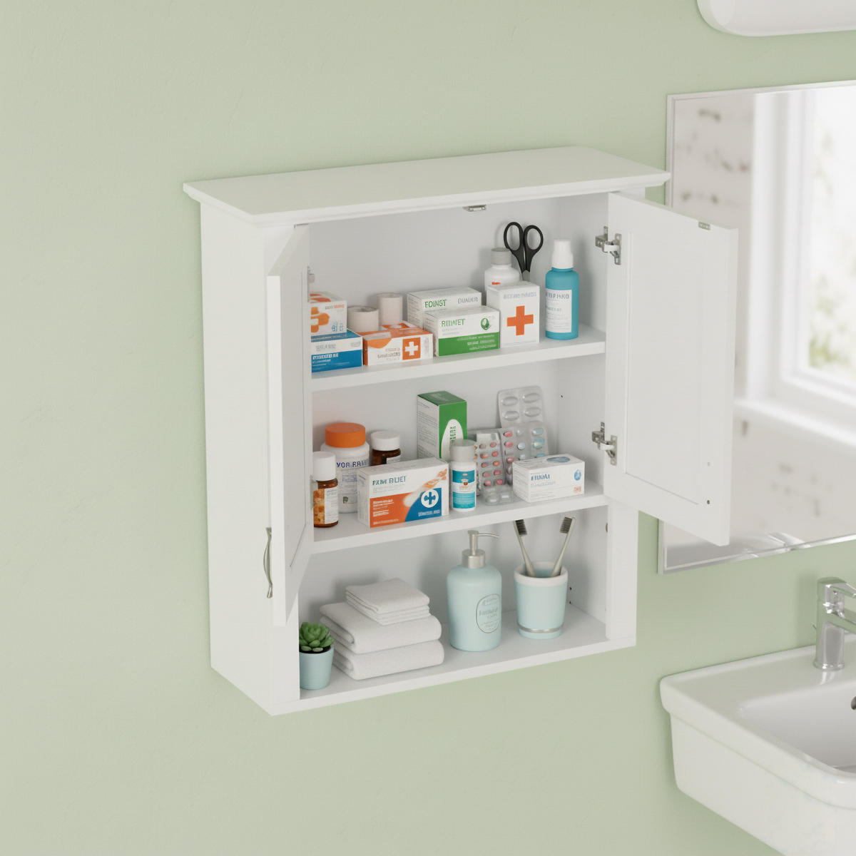 OMARICA - bela, leseni material (58/62/20cm) - Relaxdays