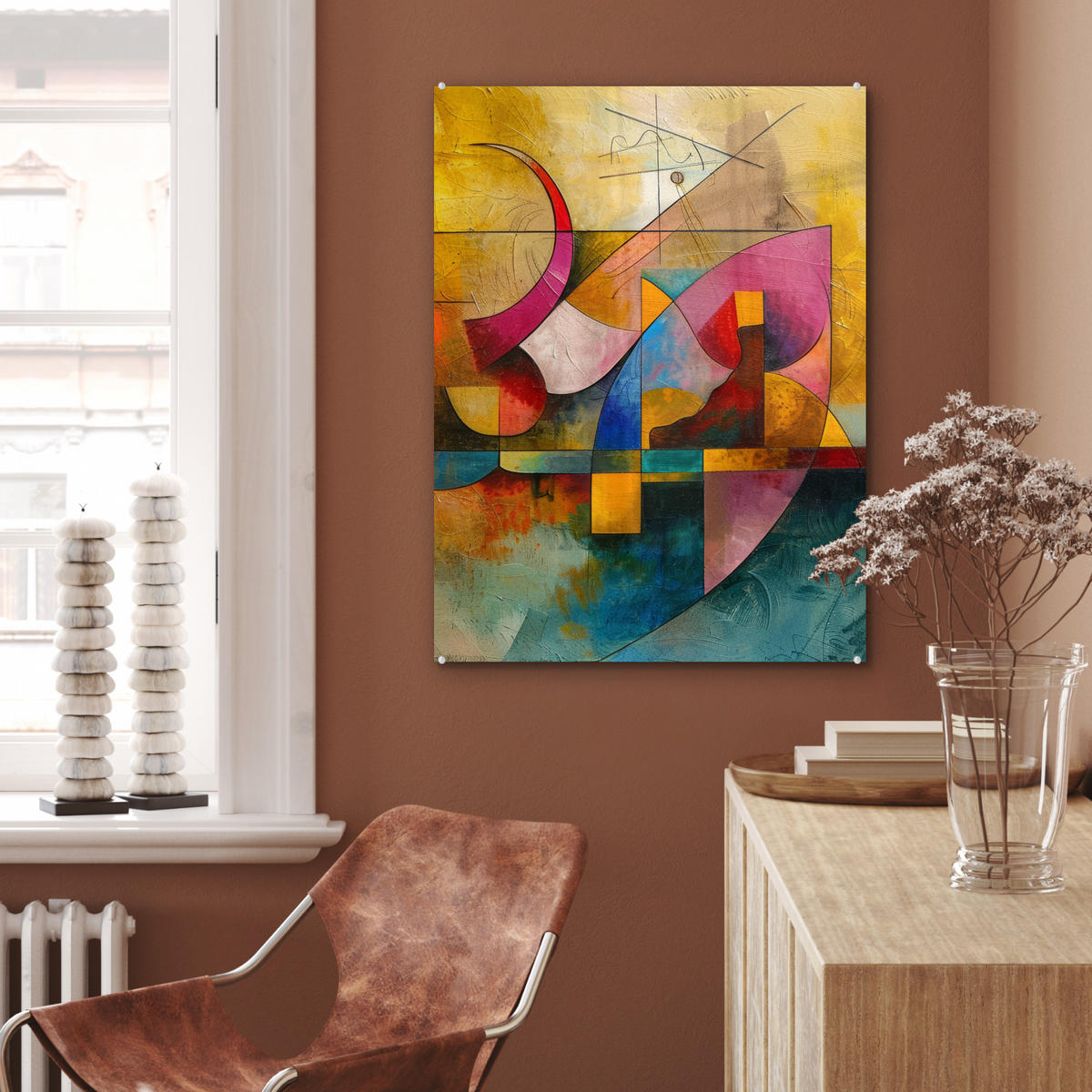 ACRYLGLASBILD Kunst - Abstrakt - Modern 60x80 cm - Gelb, Glas (60/80cm) - MuchoWow