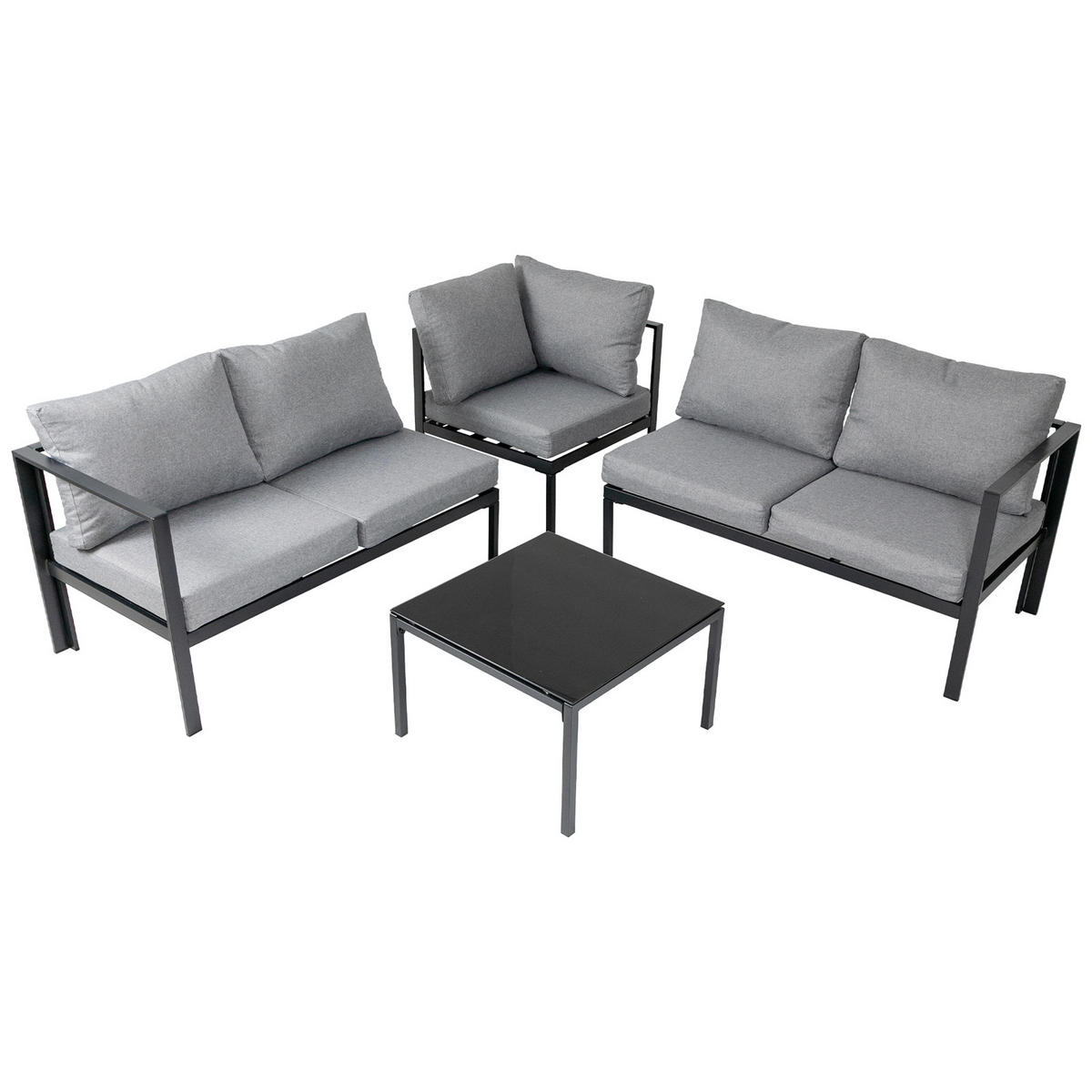GARTENLOUNGE Missouri Schwarz / Grau - Schwarz/Grau, Metall - SVITA