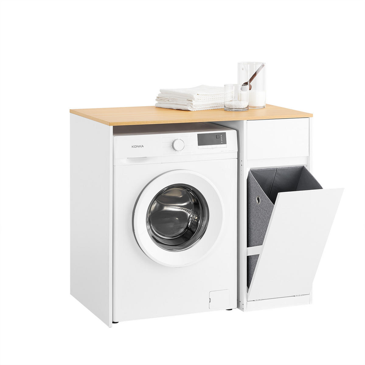 WASCHMASCHINENSCHRANK Weiß - Weiß, Holzwerkstoff (100/90/60cm) - SoBuy