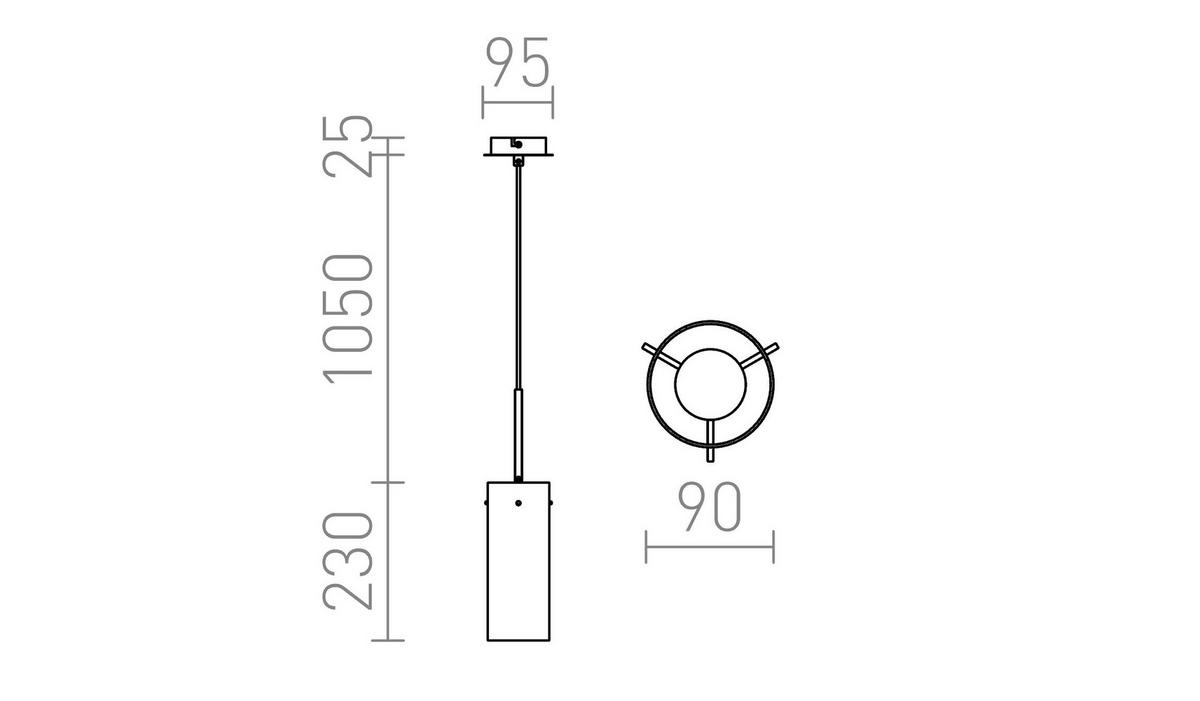 PENDELLEUCHTE SANSSOUCI I Kupferglas 15 W - Kupferfarben, Metall (30/30/120cm) - Rendl