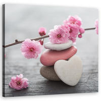 LEINWANDBILD Zen Blume Kirsch Herzstein - Pink, Textil (30/30cm) - Feeby