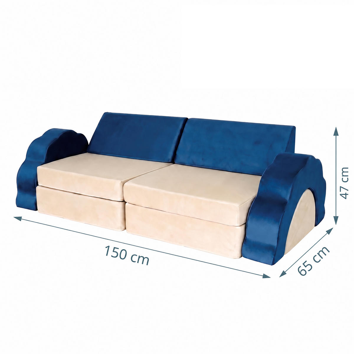 SPIELSOFA Blau Kinder 10-tlg.-Set modular - Multicolor, Kunststoff/Textil (150/47/65cm) - Relaxdays