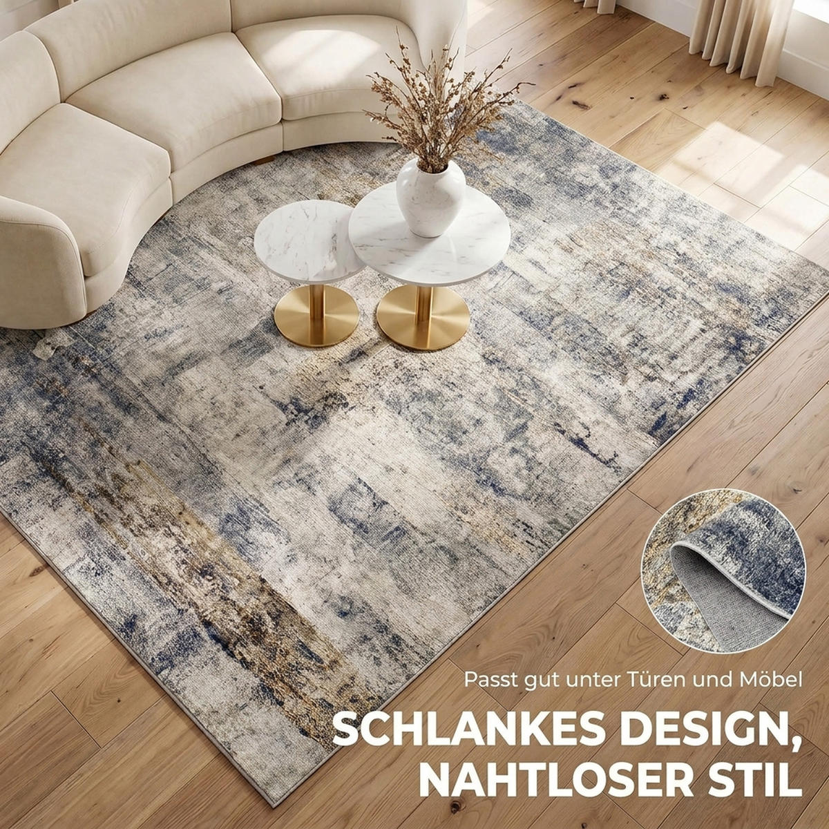 TEPPICH Polyester Grau - Grau, Textil (140/200cm) - HOMCOM