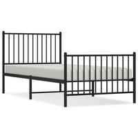 BETTGESTELL Mit Kopf- Und Fussteil Metall Schwarz 90/200 Cm - Schwarz, Metall (90/200cm) - vidaXL