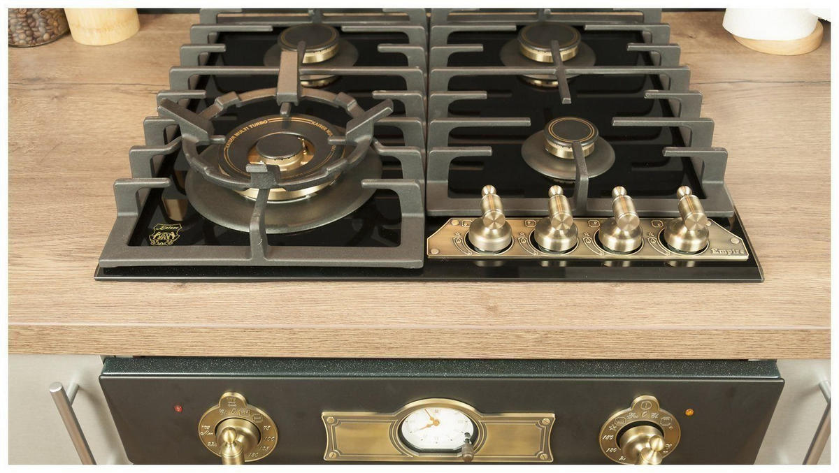 RETRO-EINBAU-BACKOFEN 60 cm EH 6432 BE+ KCG 6335 EM Gaskochfeld 60 cm - Schwarz, Metall (59/59/54cm) - Kaiser Küchengeräte
