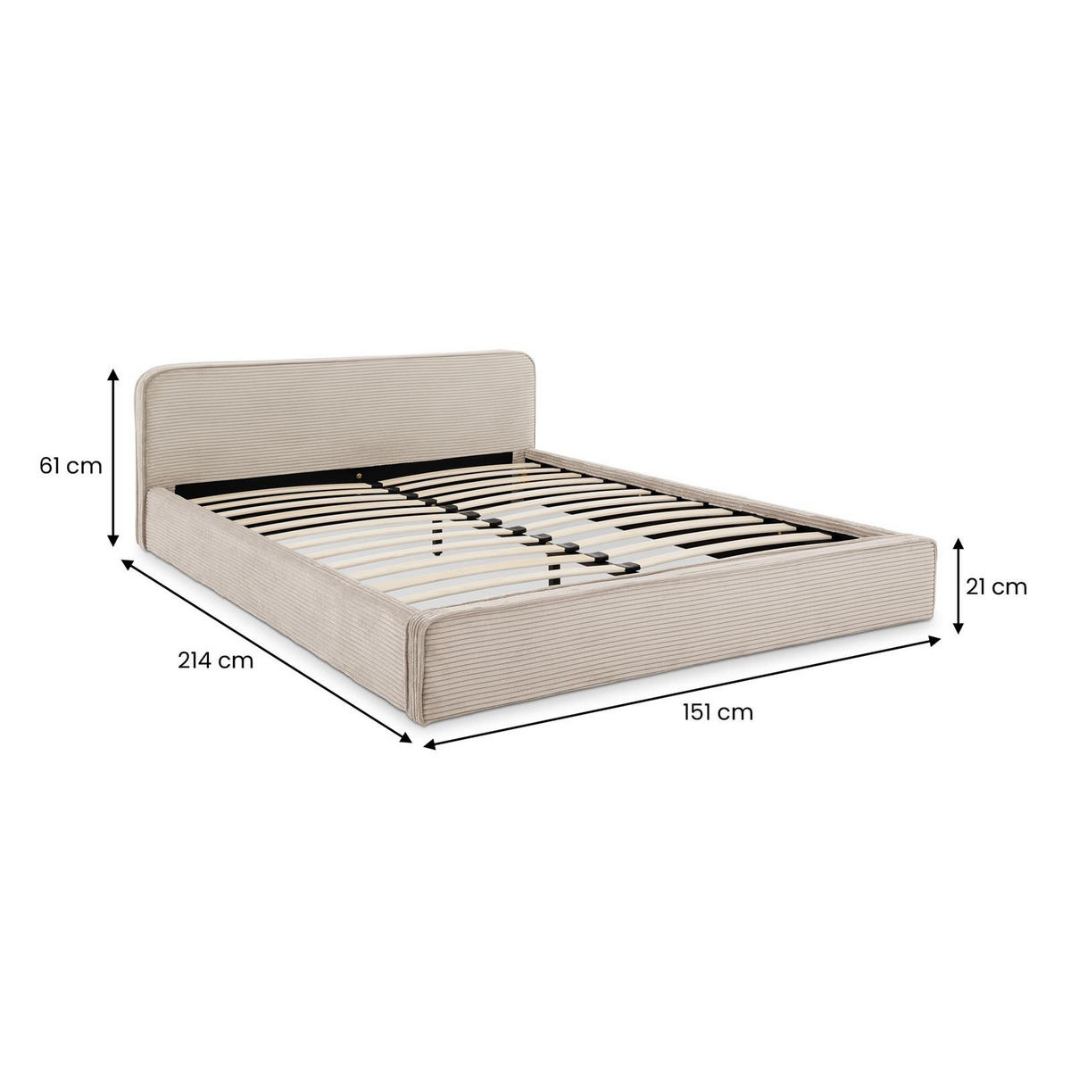 POLSTERBETT CURSIO 140x200 cm beige - Beige, Textil (140/200cm) - IDIMEX