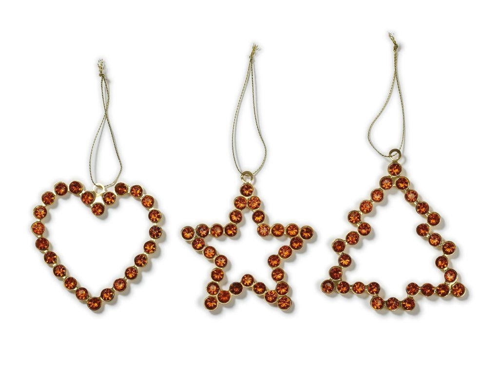 WEIHNACHTSKUGELN 3er-Set mit Schmucksteinen verschiedene Designs, 11, 5 cm - Braun, Kunststoff (5/15/10cm) - LAALU