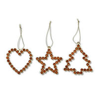 WEIHNACHTSKUGELN 3er-Set mit Schmucksteinen verschiedene Designs, 11, 5 cm - Braun, Kunststoff (5/15/10cm) - LAALU