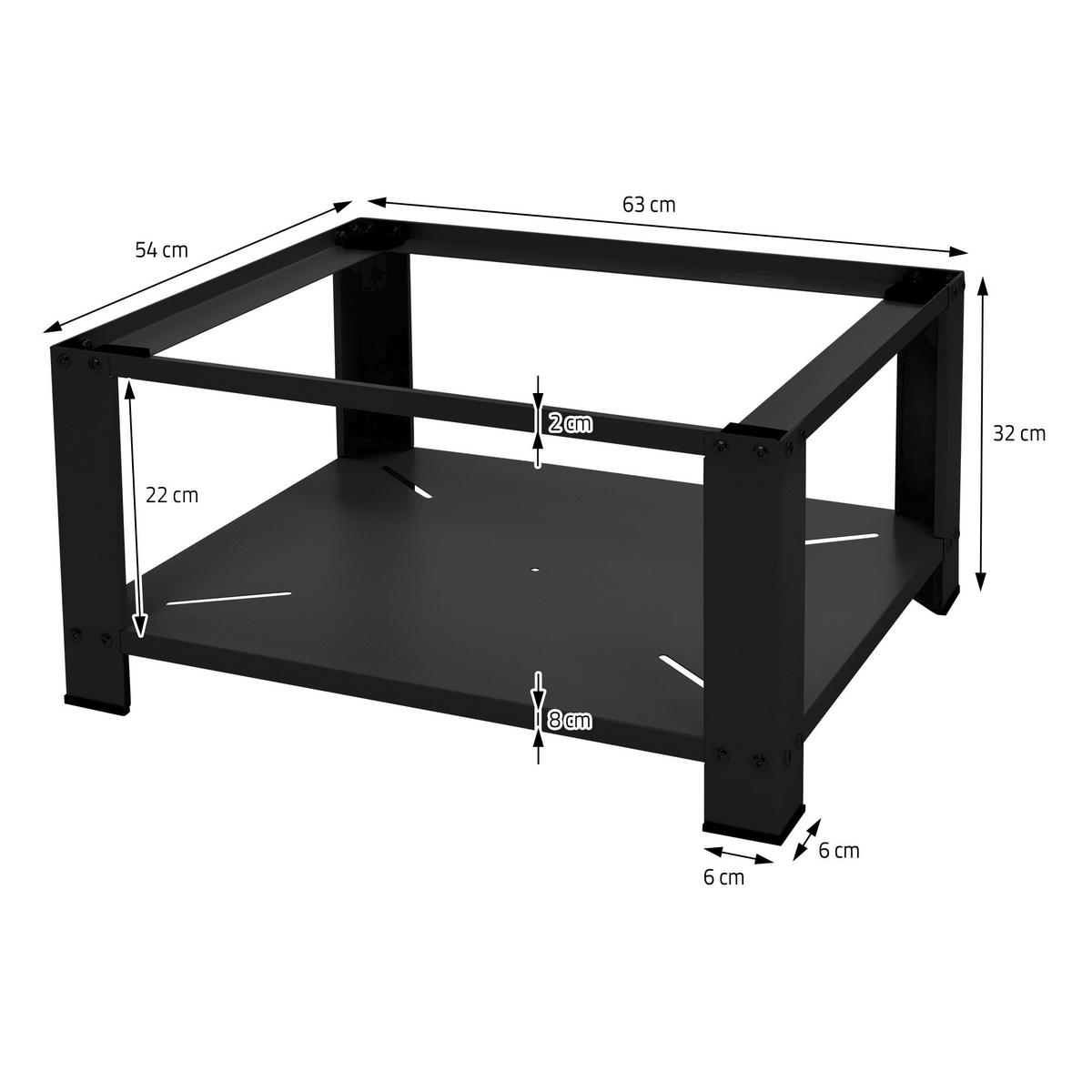 PODSTAVEC PRO PRAČKU s odkládací plochou 63x54 cm, černý, z oceli - černá, kov (54/32/63cm) - ML-DESIGN