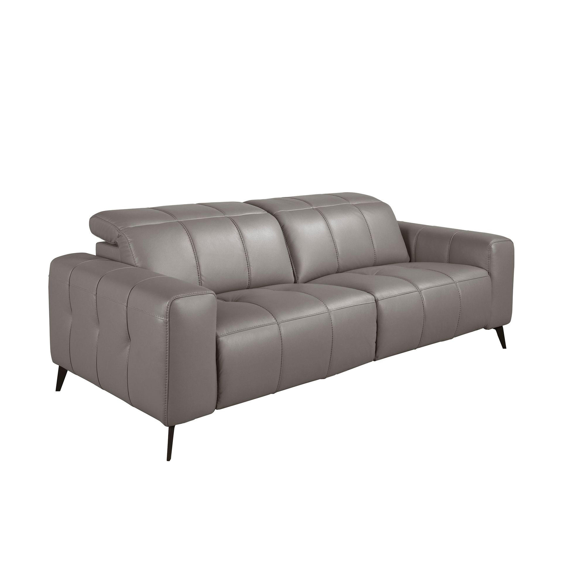 SOFA Klassisch Grau Schwarz 216/110/98 cm - Schwarz, Leder/Metall (216/98/110cm) - ANGEL CERDA