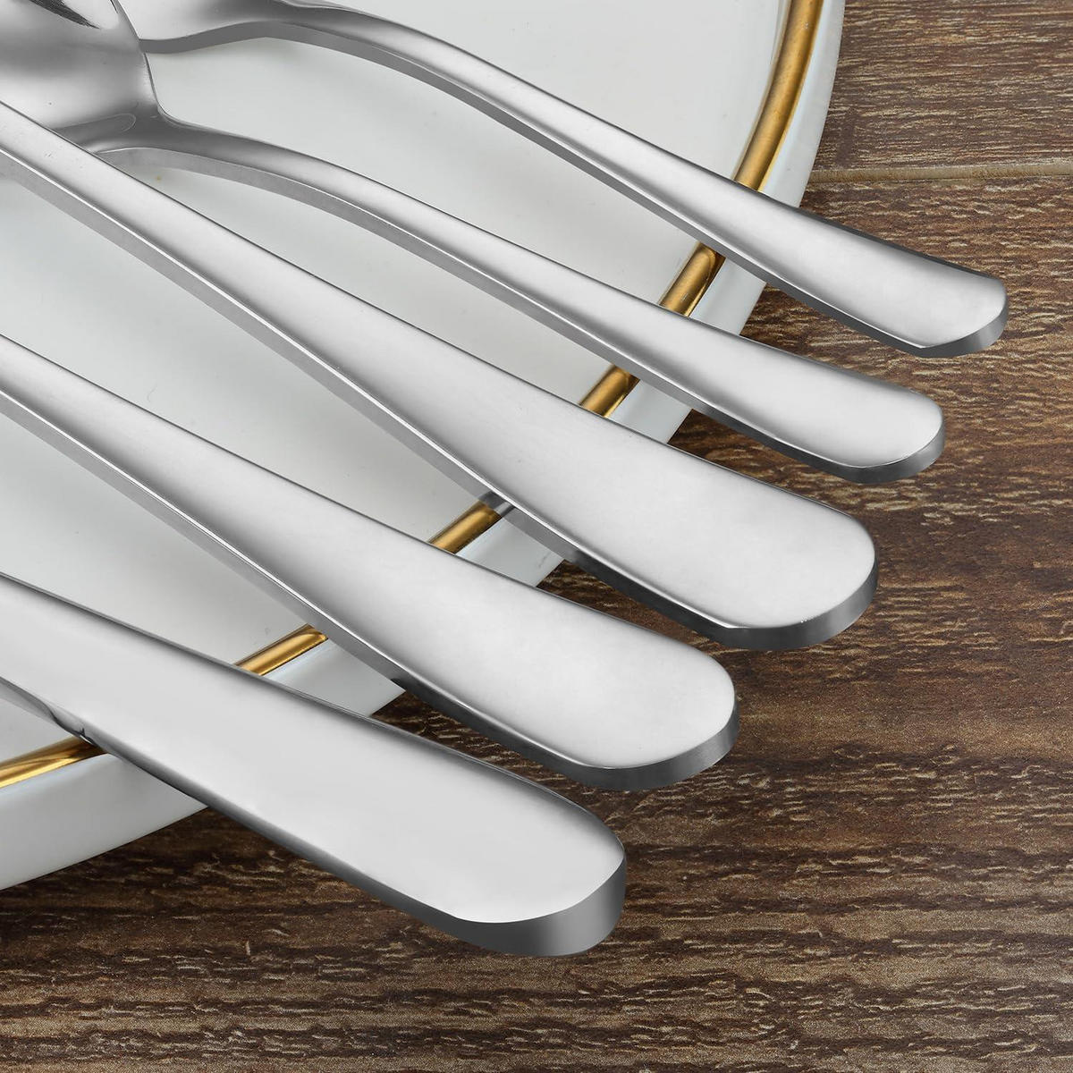 BESTECKSET 30-teilig für 6 Personen Edelstahl spülmaschinenfest - Silberfarben, Metall