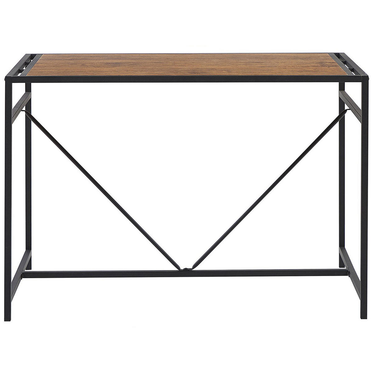 ESSGRUPPE Dunkelbraun, Schwarz Stahl 4-Sitzer 110/70 cm Burton - Dunkelbraun, Holzwerkstoff (106/76/70cm) - Beliani