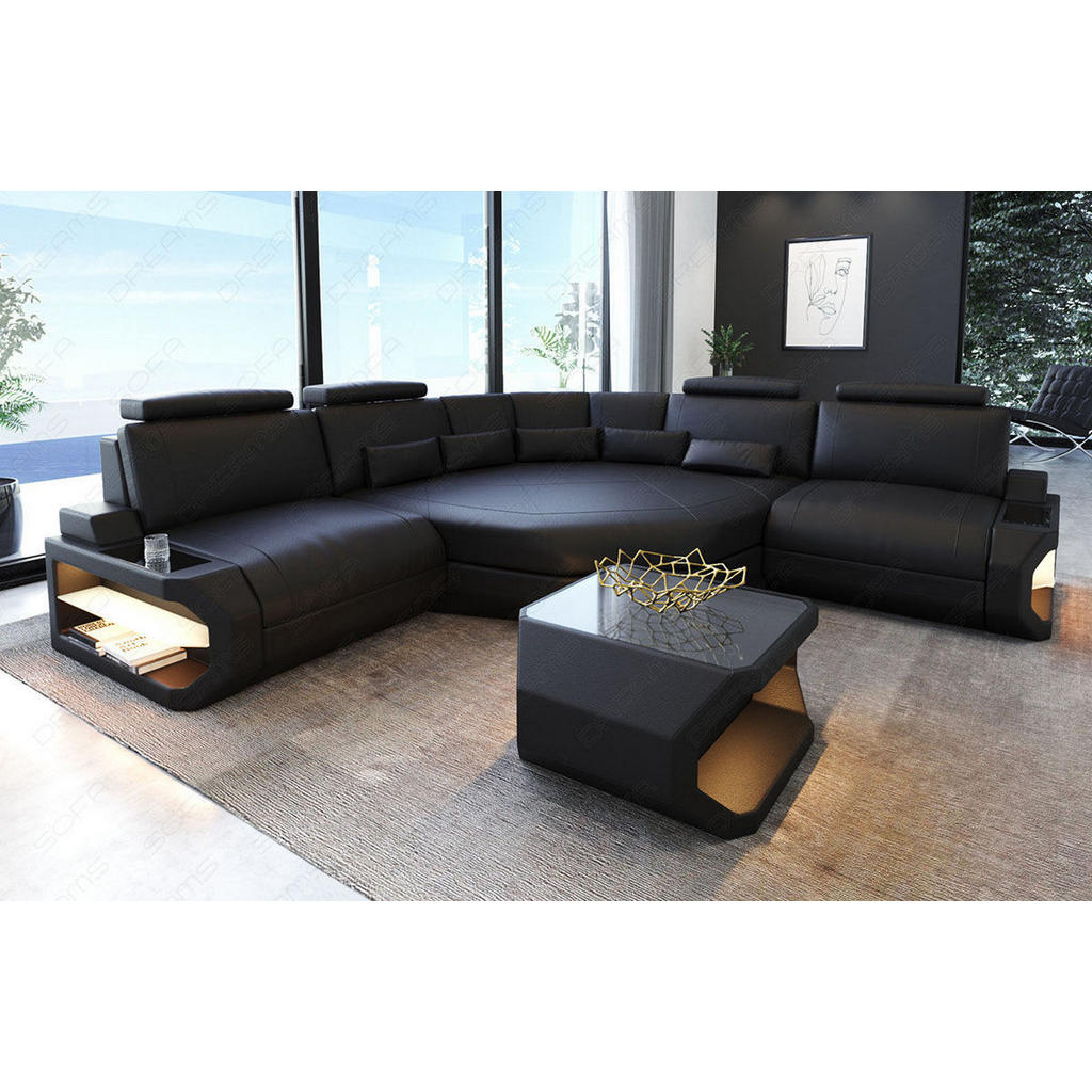 Thumbnail - Sofa Dreams Ecksofa, Schwarz, Leder, L-Form,L-Form, 280x280 cm, Wohnzimmer, Sofas & Couches, Wohnlandschaften, Ecksofas