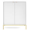 HIGHBOARD Vellore Weiß mit goldenen Metallbeinen 104 cm - Goldfarben/Weiß, Holzwerkstoff/Metall (104/125/39cm) - Selsey