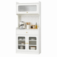 HIGHBOARD mit LED-Beleuchtung 80 x 40 x 180 cm Weiß - Weiß, Holzwerkstoff (40/180/80cm) - Meubliv