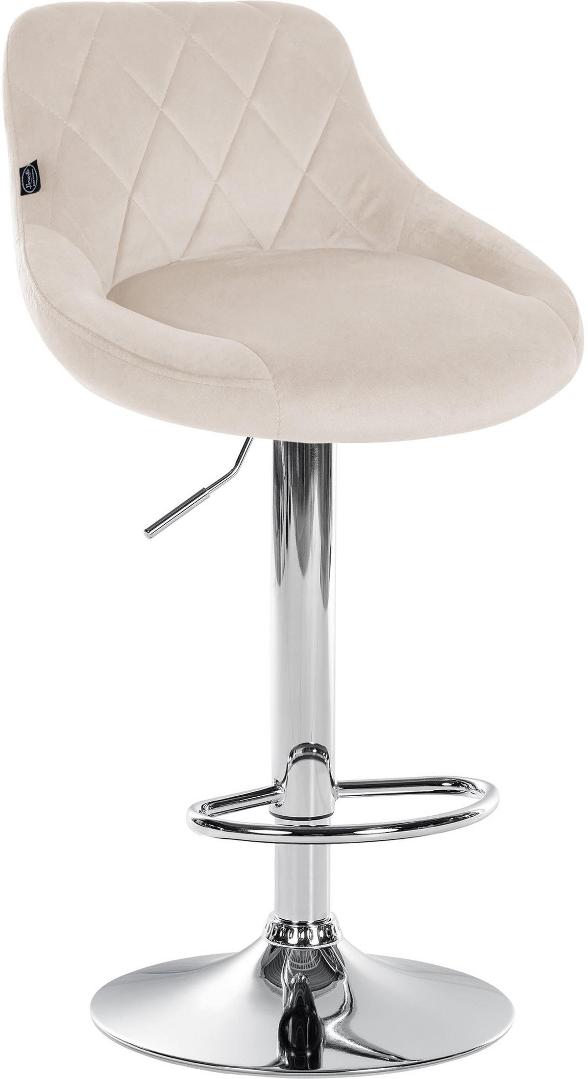 BARHOCKER 2er Set Samt creme - Chromfarben/Creme, Textil/Metall (46/83/49cm) - CLP