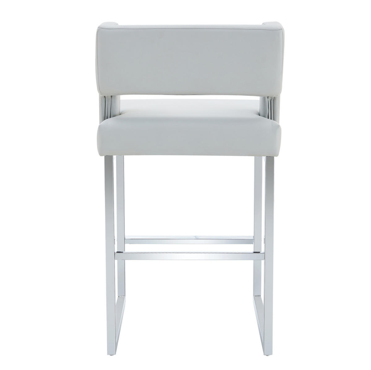 BARSTUHL gepolstert 91,4 cm PU-Leder Hellgrau Silber - Hellgrau, Metall (53.3/91.4/48cm) - Meubliv