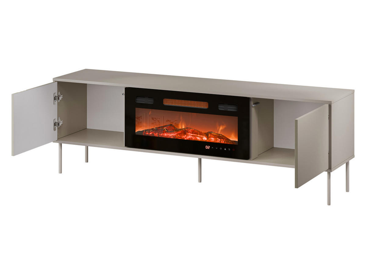 TV-LOWBOARD Tresse 180 EF mit Kamin - Grün, Holzwerkstoff/Metall (180/55/40cm) - MIRJAN24
