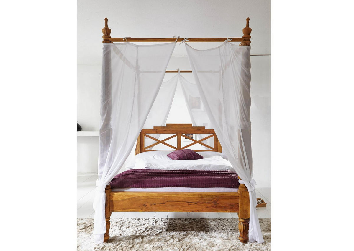 BETT Massivholz Sheesham 200 x 200 x 224 braun NATURE BROWN #533 - Braun, Holz (200/200cm) - Massivmoebel24