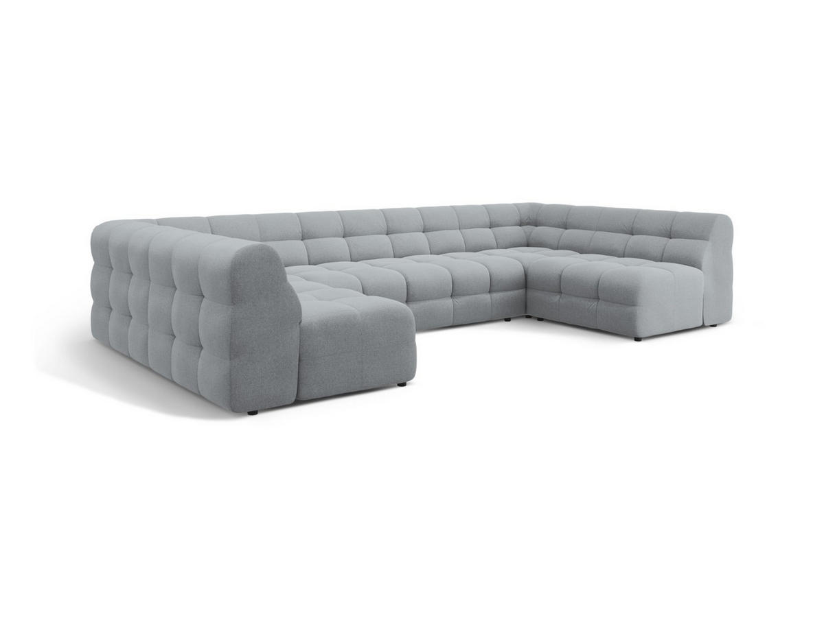 PANORAMASOFA Kendal aus strukturiertem Stoff platin 7 Sitzplätze - Platinfarben, Textil (203/79/372cm) - Micadoni