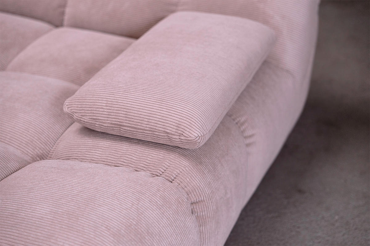 BIG SOFA VIVIEN Pink Cord - Pink/Schwarz, Kunststoff/Textil (296/85/178cm) - KAWOLA