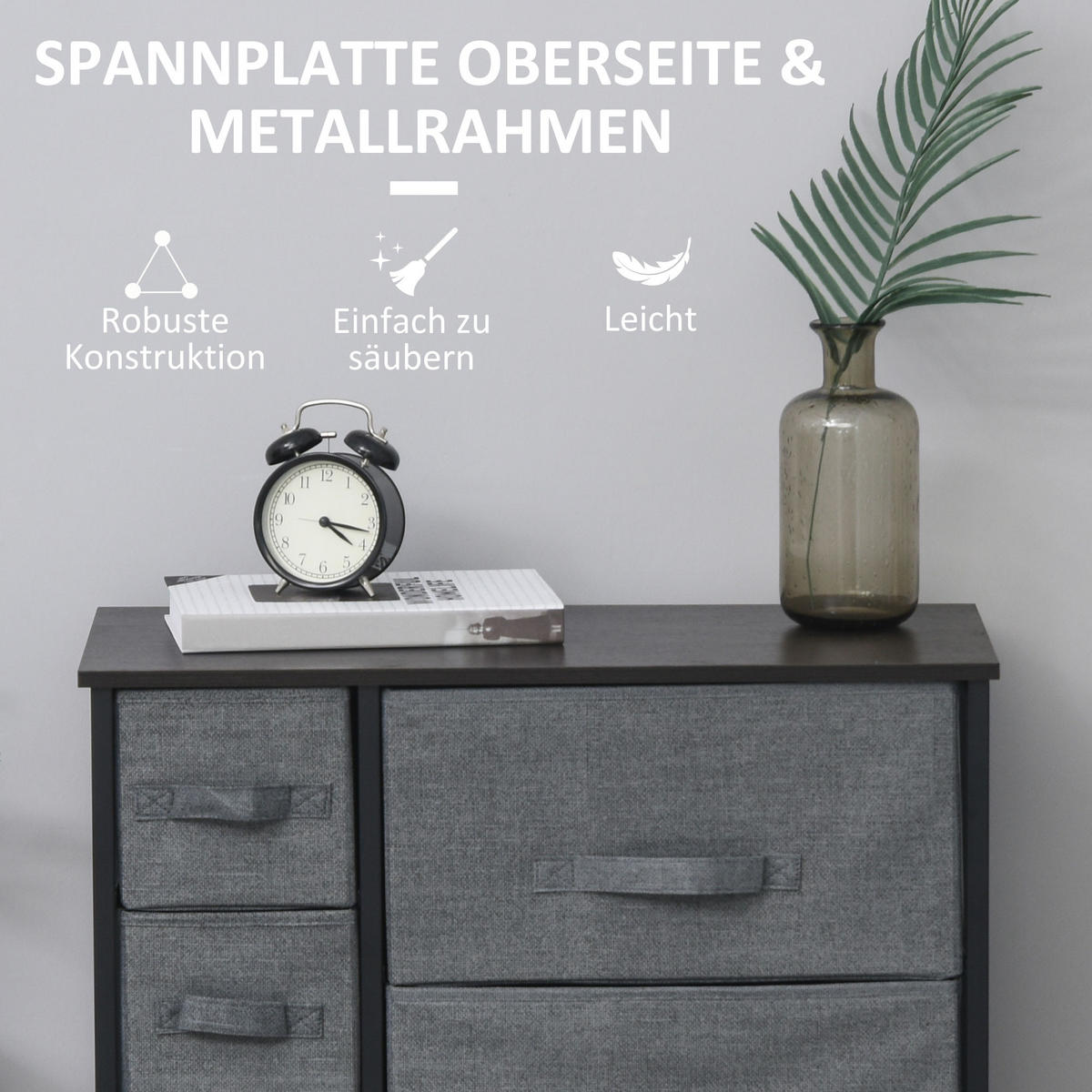 SCHUBLADENSCHRANK 7 faltbare Stoffschublade Aufbewahrungsschrank Metallgestell - Dunkelgrau, Metall (30/71/63.5cm) - HOMCOM
